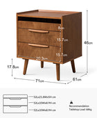 Janet 3 Drawer Mid Century Nightstand with Charging Station
