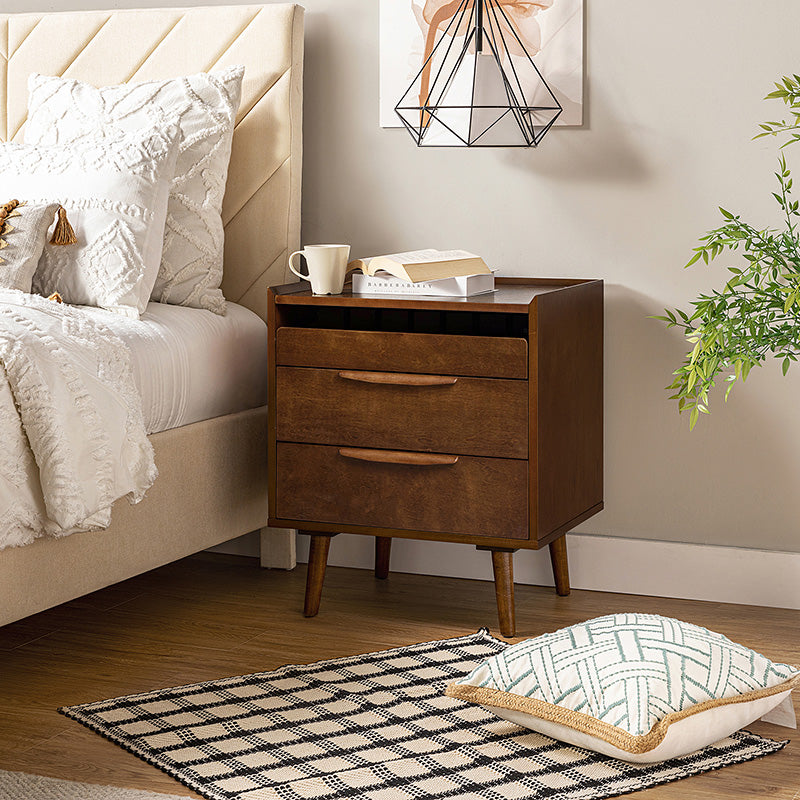 Mid Century Nightstand with Charging Station