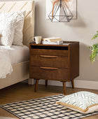 Mid Century Nightstand with Charging Station