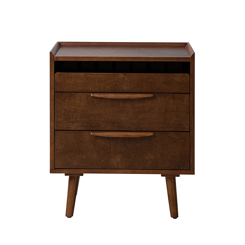 Janet 3 Drawer Mid Century Nightstand with Charging Station