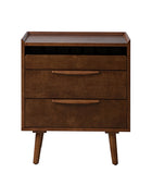 Janet 3 Drawer Mid Century Nightstand with Charging Station
