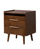 Janet 3 Drawer Mid Century Nightstand with Charging Station