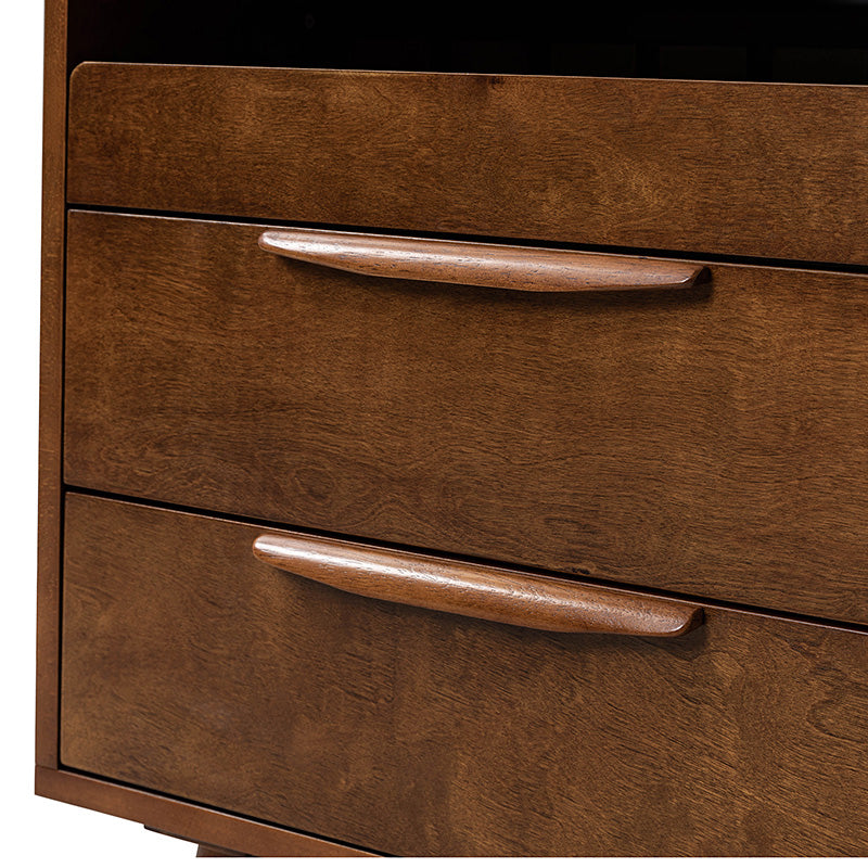 Janet 3 Drawer Mid Century Nightstand with Charging Station