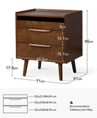 Janet 3 Drawer Mid Century Nightstand with Charging Station