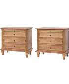 Galatea Farmhouse 3-Drawer Nightstand with Shelf & Charging Port