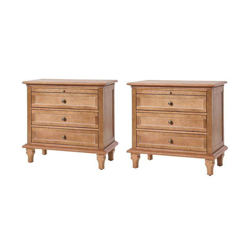 Galatea Farmhouse 3-Drawer Nightstand with Shelf & Charging Port