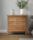 Galatea Farmhouse 3-Drawer Nightstand with Shelf & Charging Port