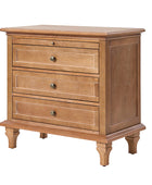 Galatea Farmhouse 3-Drawer Nightstand with Shelf & Charging Port