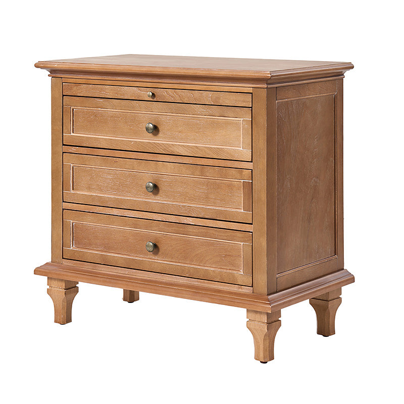 Galatea Farmhouse 3-Drawer Nightstand with Shelf & Charging Port