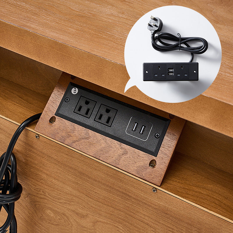 Galatea Farmhouse 3-Drawer Nightstand with Shelf & Charging Port