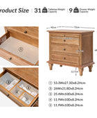 Galatea Farmhouse 3-Drawer Nightstand with Shelf & Charging Port