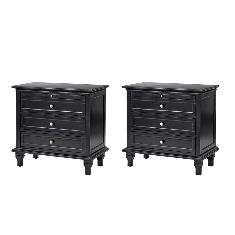 Galatea Farmhouse 3-Drawer Nightstand with Shelf & Charging Port