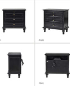 Galatea Farmhouse 3-Drawer Nightstand with Shelf & Charging Port