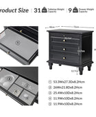 Galatea Farmhouse 3-Drawer Nightstand with Shelf & Charging Port