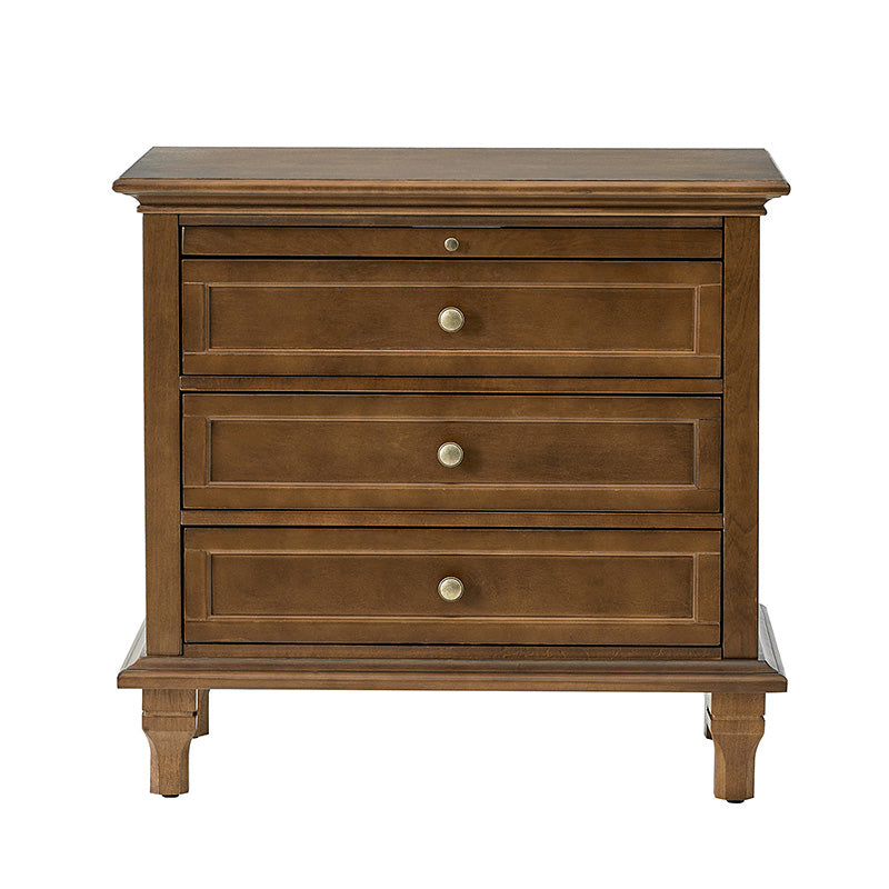 Galatea Farmhouse 3-Drawer Nightstand with Shelf & Charging Port