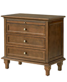 Galatea Farmhouse 3-Drawer Nightstand with Shelf & Charging Port