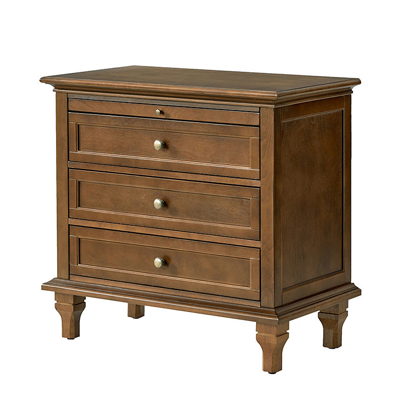 Galatea Farmhouse 3-Drawer Nightstand with Shelf & Charging Port
