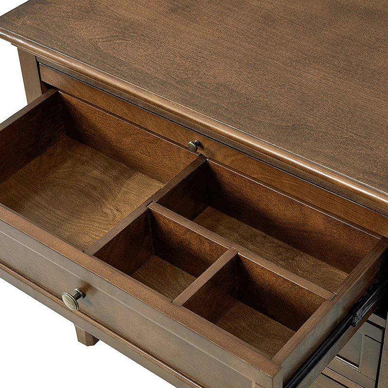 Galatea Farmhouse 3-Drawer Nightstand with Shelf & Charging Port