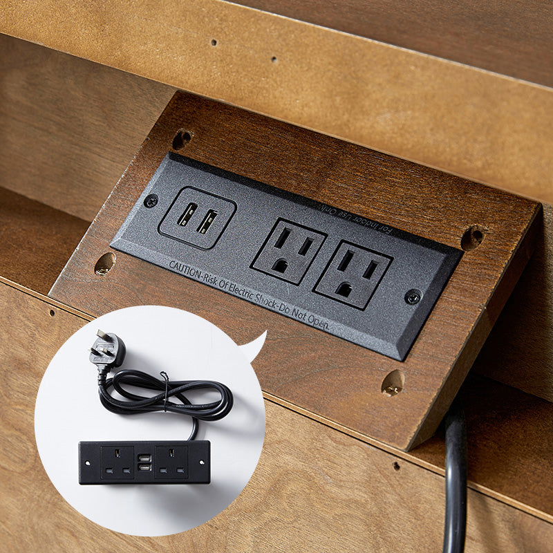 Galatea Farmhouse 3-Drawer Nightstand with Shelf & Charging Port