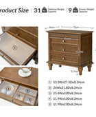 Galatea Farmhouse 3-Drawer Nightstand with Shelf & Charging Port
