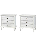 Galatea Farmhouse 3-Drawer Nightstand with Shelf & Charging Port