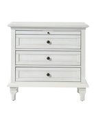 Galatea Farmhouse 3-Drawer Nightstand with Shelf & Charging Port