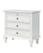 Galatea Farmhouse 3-Drawer Nightstand with Shelf & Charging Port