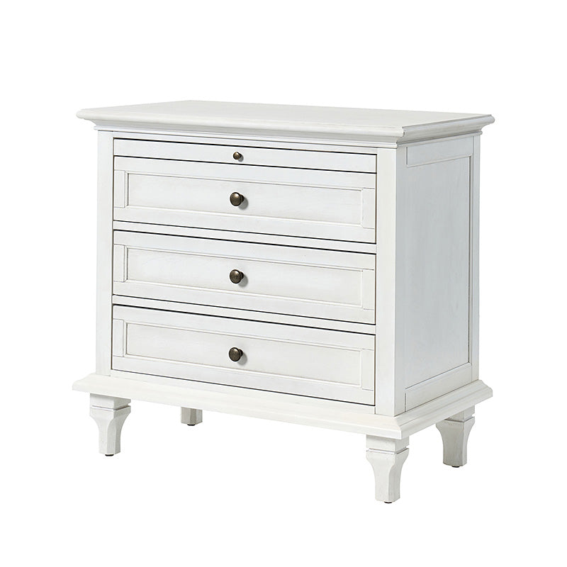 Galatea Farmhouse 3-Drawer Nightstand with Shelf & Charging Port