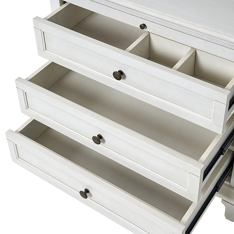 Galatea Farmhouse 3-Drawer Nightstand with Shelf & Charging Port