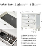 Galatea Farmhouse 3-Drawer Nightstand with Shelf & Charging Port
