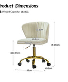 Chandra Modern Velvet Gold Swivel Adjustable Chair