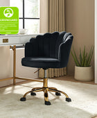 Belanda Comfy Velvet Task Chair - Adjustable Swivel, Seashell Back for Home Office