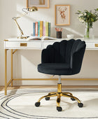 Belanda Comfy Velvet Task Chair - Adjustable Swivel, Seashell Back for Home Office