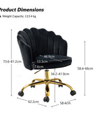 Belanda Comfy Velvet Task Chair - Adjustable Swivel, Seashell Back for Home Office