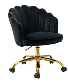 Belanda Comfy Velvet Task Chair - Adjustable Swivel, Seashell Back for Home Office