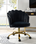 Belanda Comfy Velvet Task Chair - Adjustable Swivel, Seashell Back for Home Office