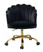 Belanda Comfy Velvet Task Chair - Adjustable Swivel, Seashell Back for Home Office