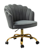 Belanda Comfy Velvet Task Chair - Adjustable Swivel, Seashell Back for Home Office