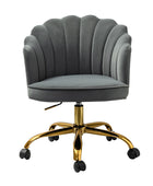 Belanda Comfy Velvet Task Chair - Adjustable Swivel, Seashell Back for Home Office