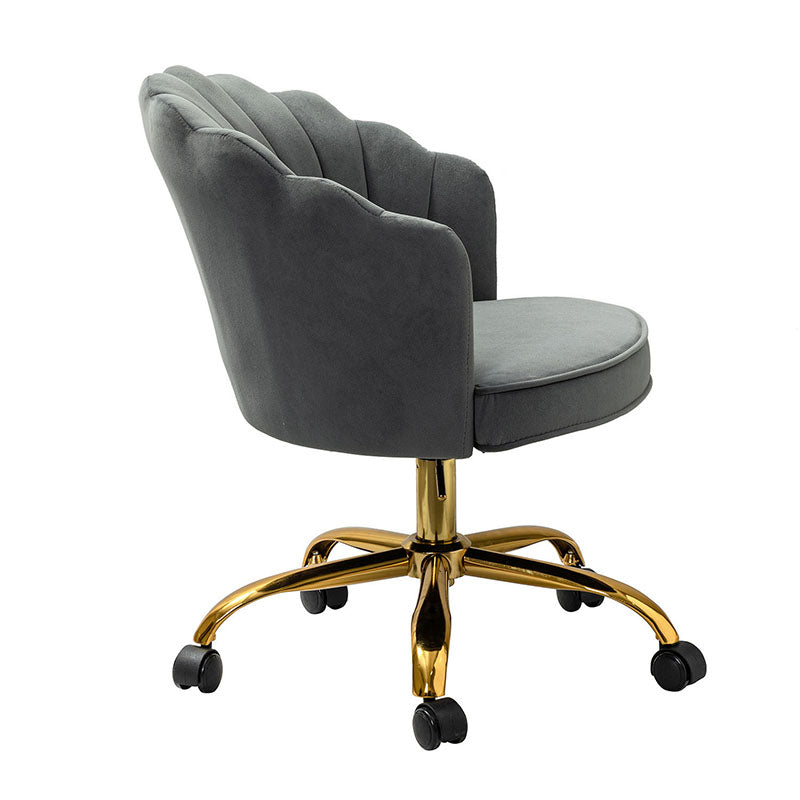 Belanda Comfy Velvet Task Chair - Adjustable Swivel, Seashell Back for Home Office