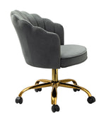 Belanda Comfy Velvet Task Chair - Adjustable Swivel, Seashell Back for Home Office