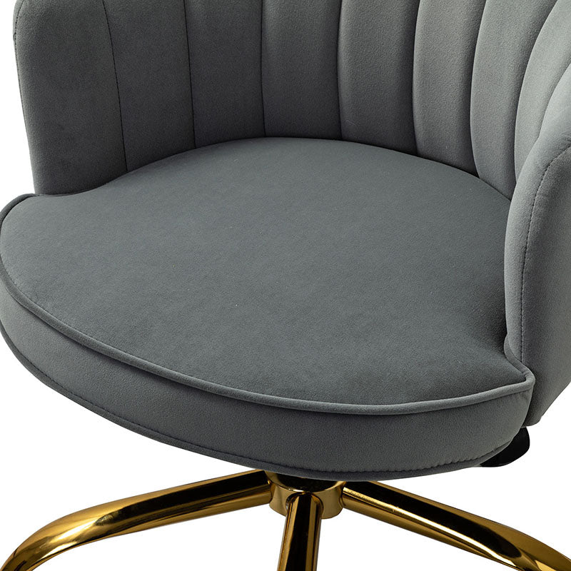 Belanda Comfy Velvet Task Chair - Adjustable Swivel, Seashell Back for Home Office