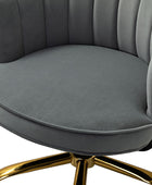 Belanda Comfy Velvet Task Chair - Adjustable Swivel, Seashell Back for Home Office