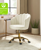 Belanda Comfy Velvet Task Chair - Adjustable Swivel, Seashell Back for Home Office