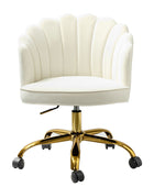 Belanda Comfy Velvet Task Chair - Adjustable Swivel, Seashell Back for Home Office