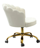 Belanda Comfy Velvet Task Chair - Adjustable Swivel, Seashell Back for Home Office