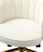 Belanda Comfy Velvet Task Chair - Adjustable Swivel, Seashell Back for Home Office