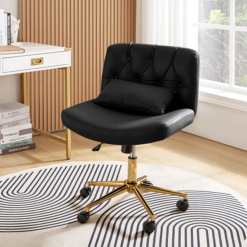 Cecil Adjustable Height Office Chair with Tufted Back & Pillow