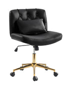 Cecil Adjustable Height Office Chair with Tufted Back & Pillow