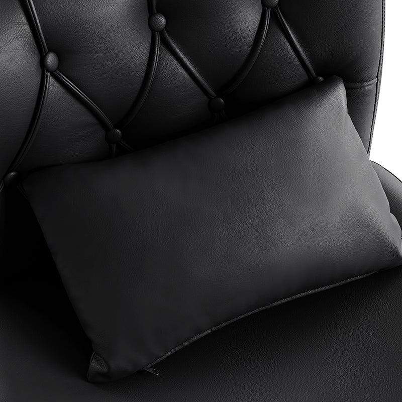 Cecil Adjustable Height Office Chair with Tufted Back & Pillow